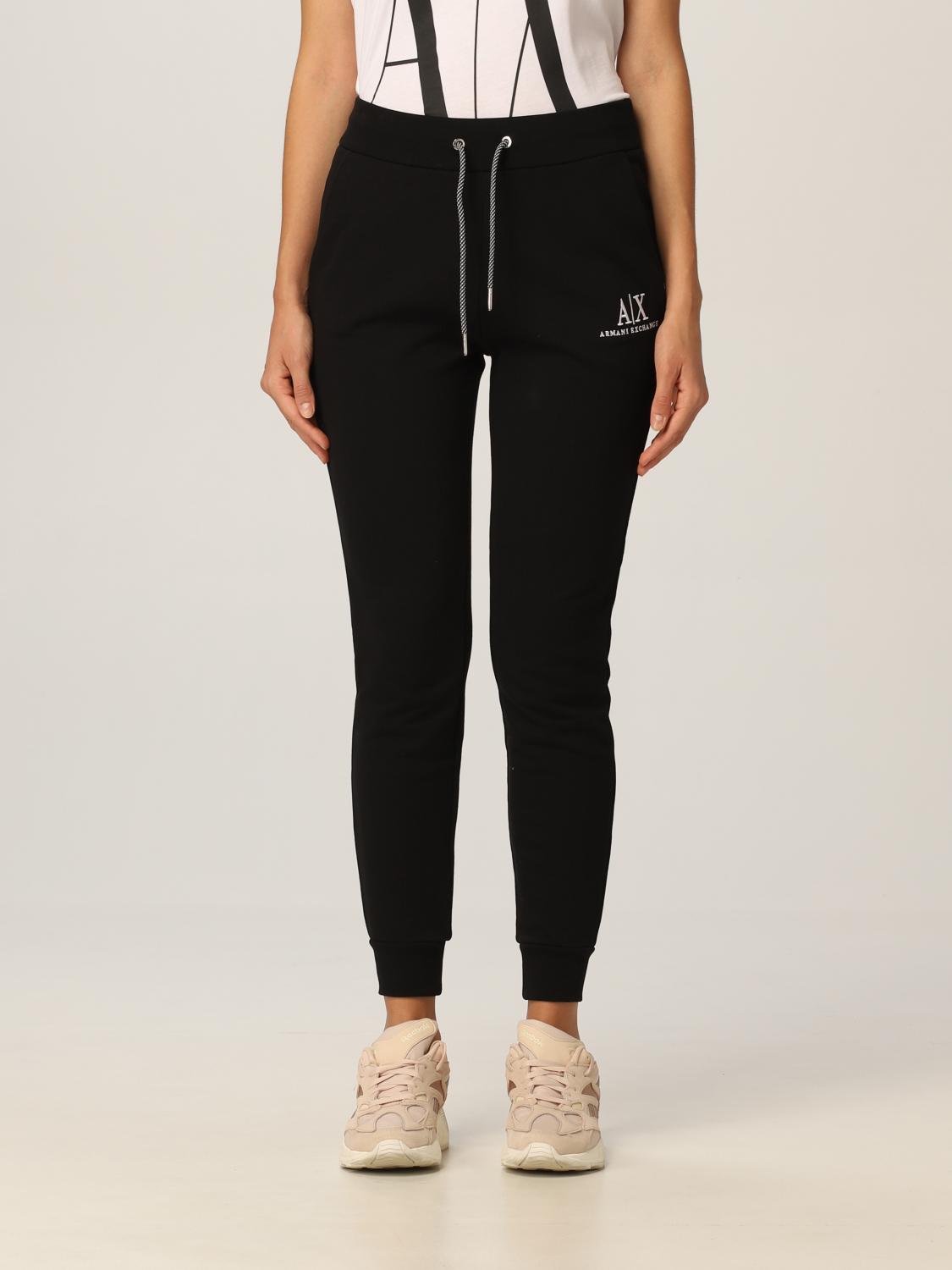 ARMANI EXCHANGE PANTALONI: Pantalone jogging Armani Exchange in cotone con logo, Nero - Img 1
