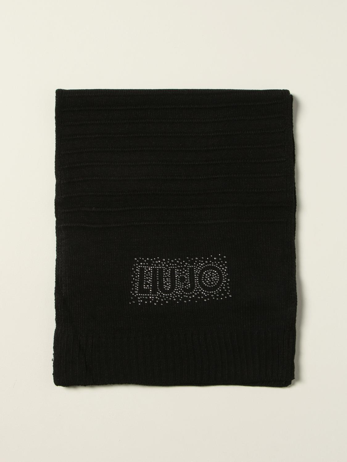 LIU JO SCIARPA: Sciarpa Liu Jo con logo di strass, Nero - Img 1