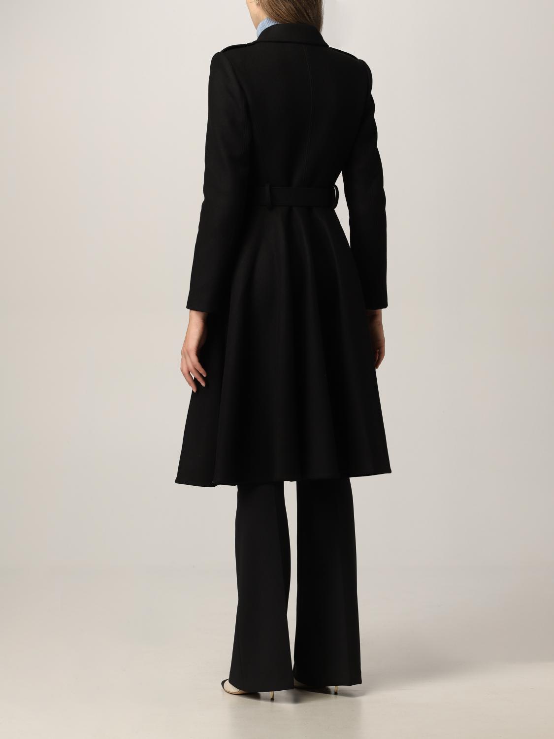 ELISABETTA FRANCHI: double-breasted coat in cloth - Black
