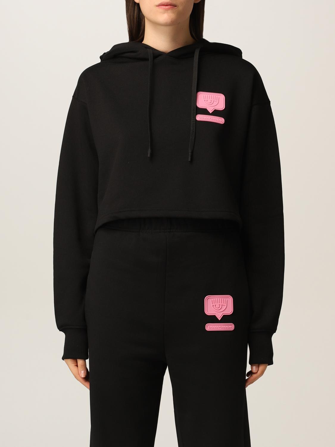 Felpa Chiara Ferragni con logo Eyelike gommato Nero