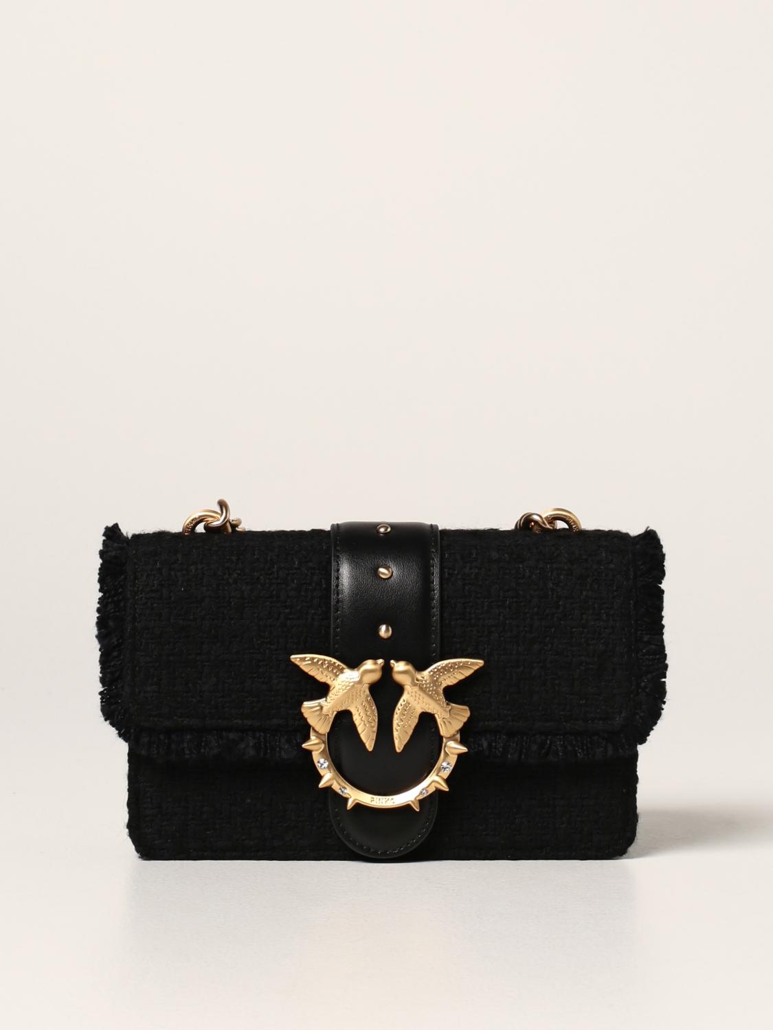 Borsa Love mini Icon Madame Pinko in tweed Nero