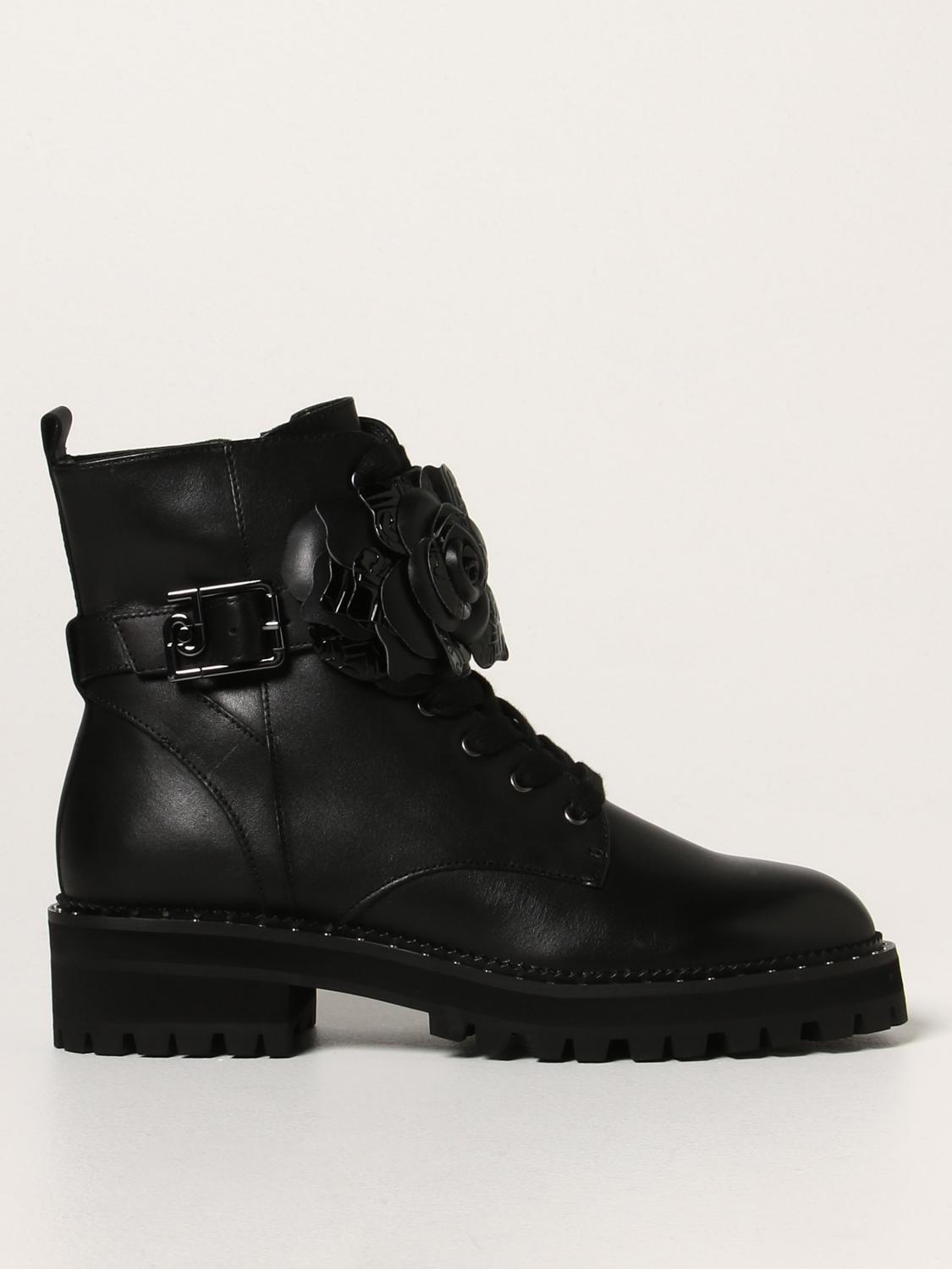 LIU JO - SCARPA DA DONNA MODELLO ANFIBIO NERO PELLE P0102