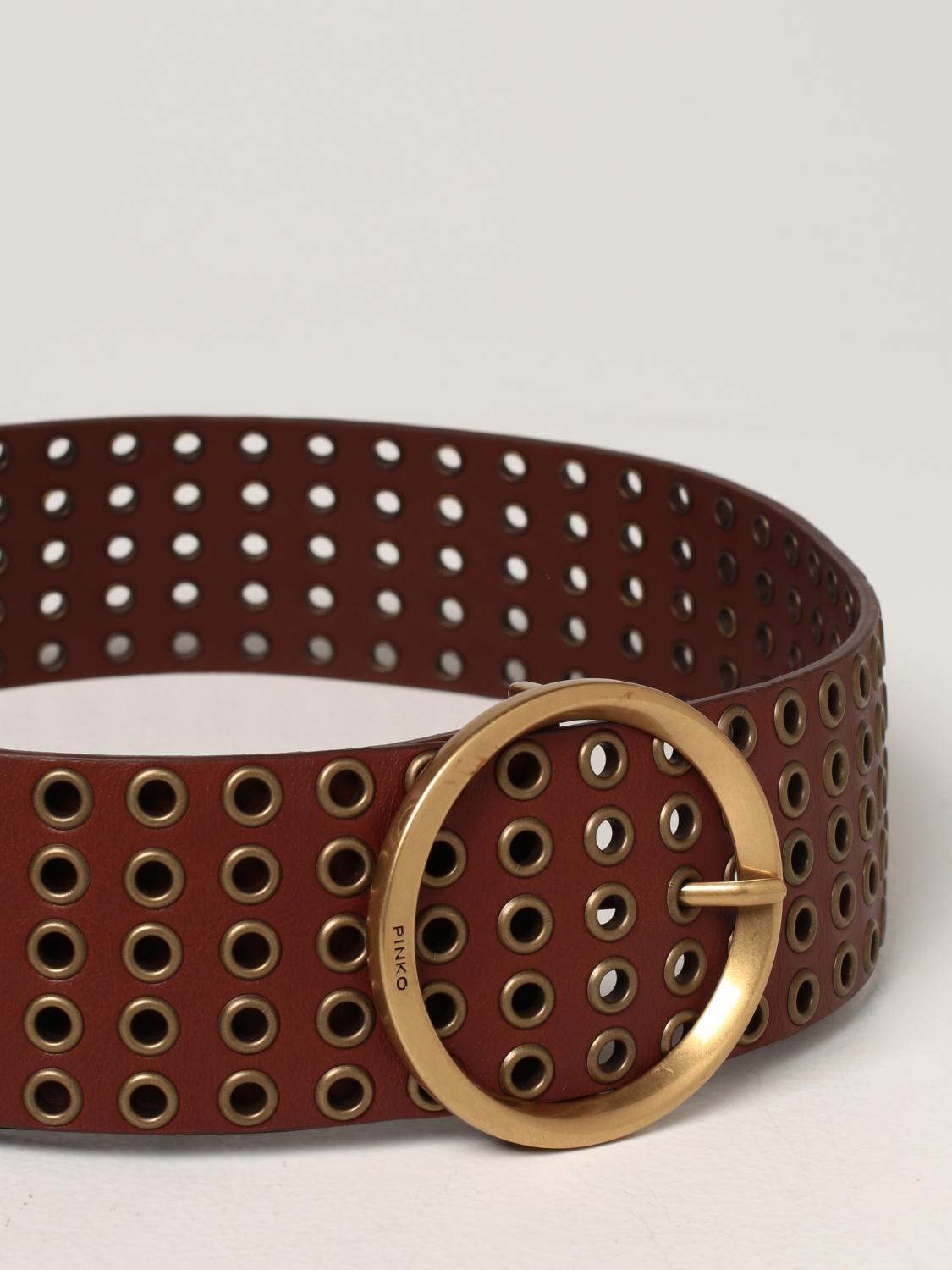 Pinko belt in leather and metal sails - Brown | 1H20YK Y7L7  display picture 1