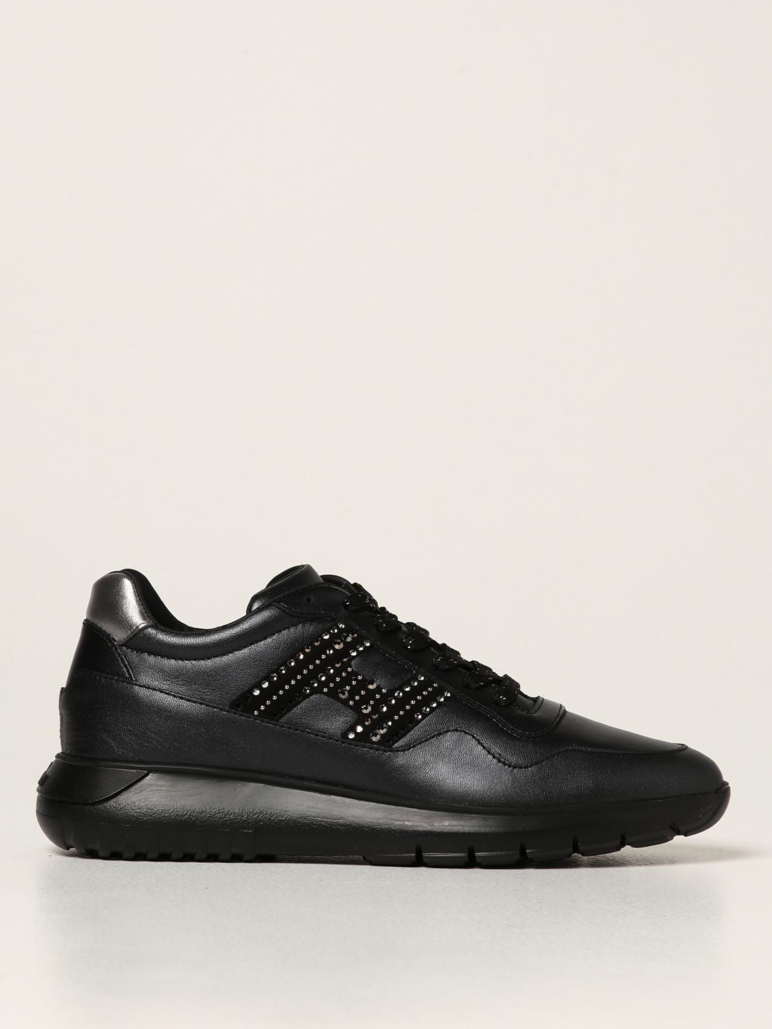 HOGAN Interactive 3 sneakers in leather Black Hogan sneakers HXW3710DS60 QAY online at GIGLIO.COM