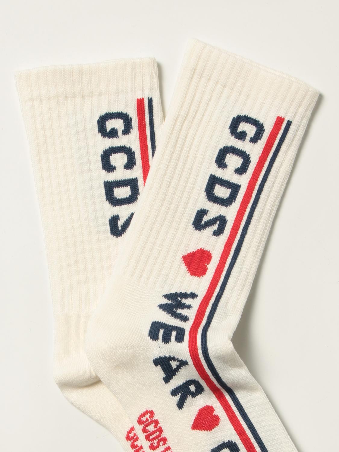 GCDS SOCKS: GCDS socks with logo, White - Img 2