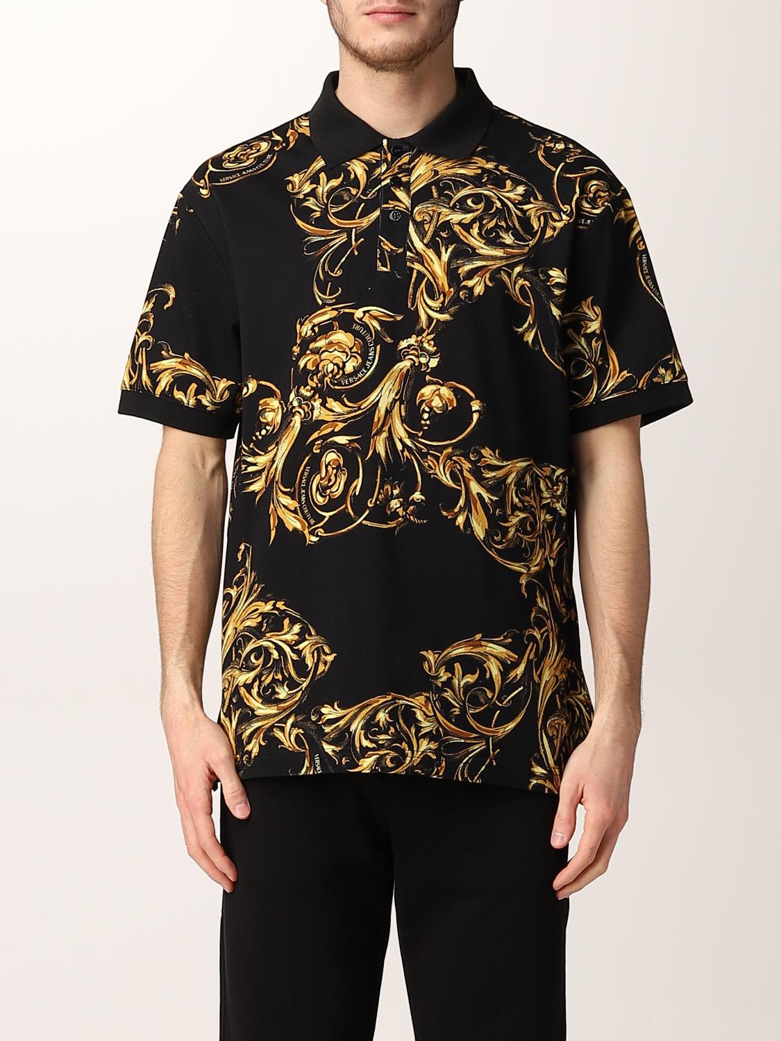 Versace Jeans Couture polo shirt with baroque pattern - Black