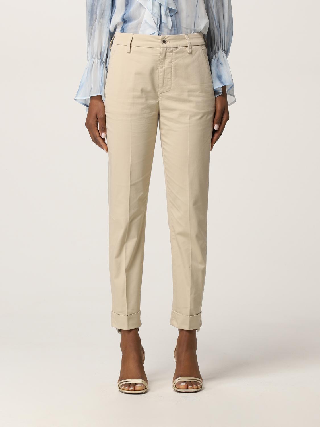 パンツ DONDUP Women Straight Pants DP640RSE036DPTDDD BEIGE DONDUP: trousers in cotton blend - Beige | Dondup trousers