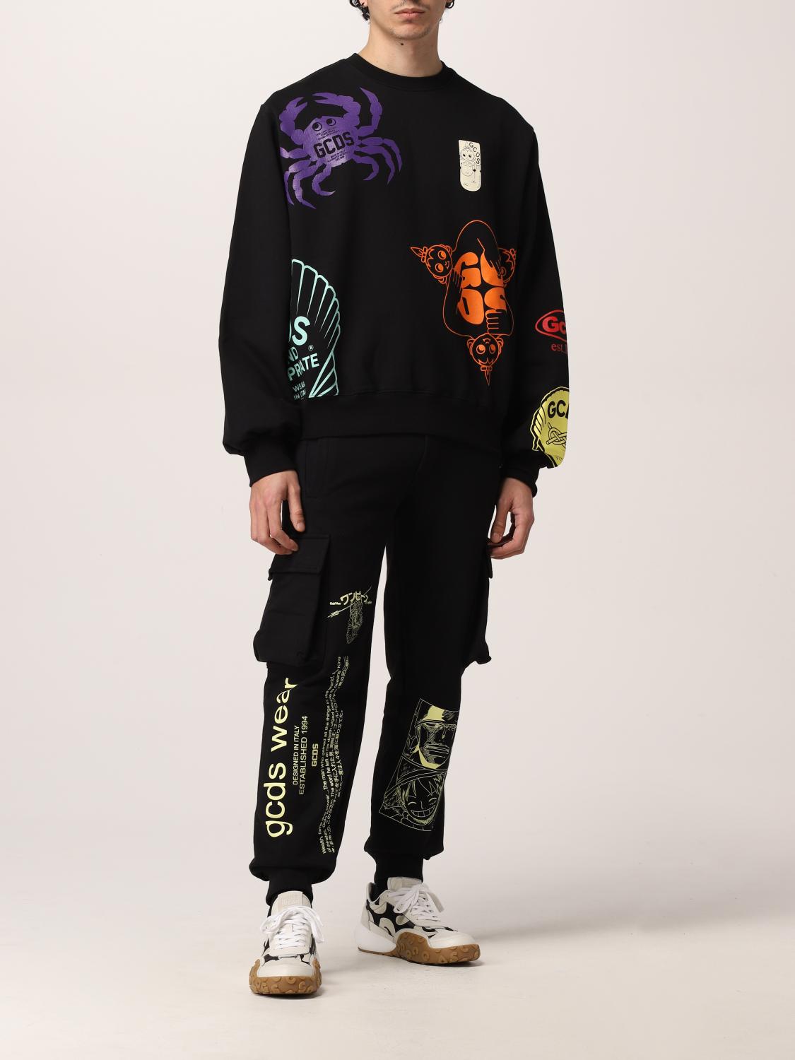 GCDS TROUSERS: One Piece x GCDS cotton cargo pants, Black - Img 2