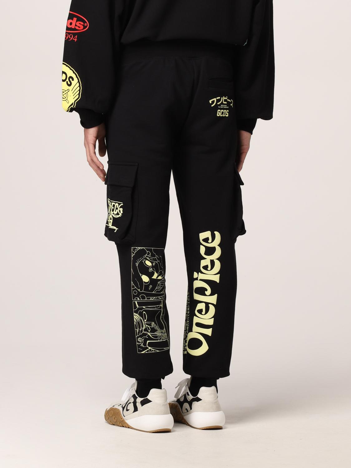 GCDS TROUSERS: One Piece x GCDS cotton cargo pants, Black - Img 3