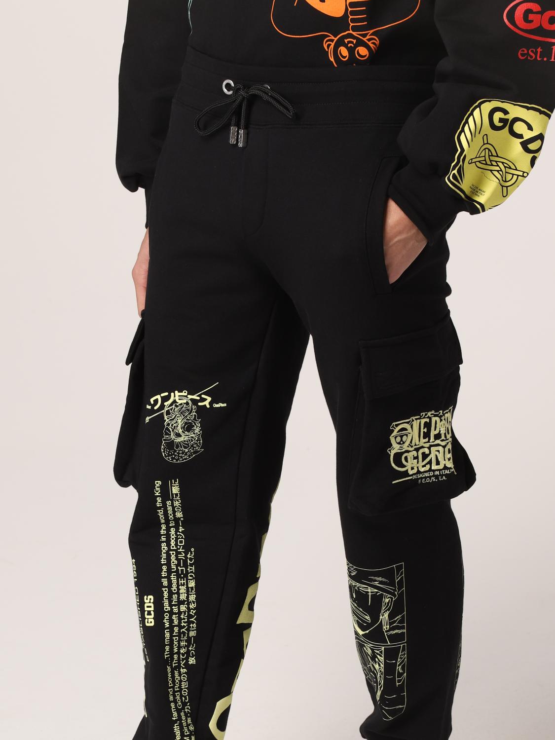GCDS TROUSERS: One Piece x GCDS cotton cargo pants, Black - Img 5