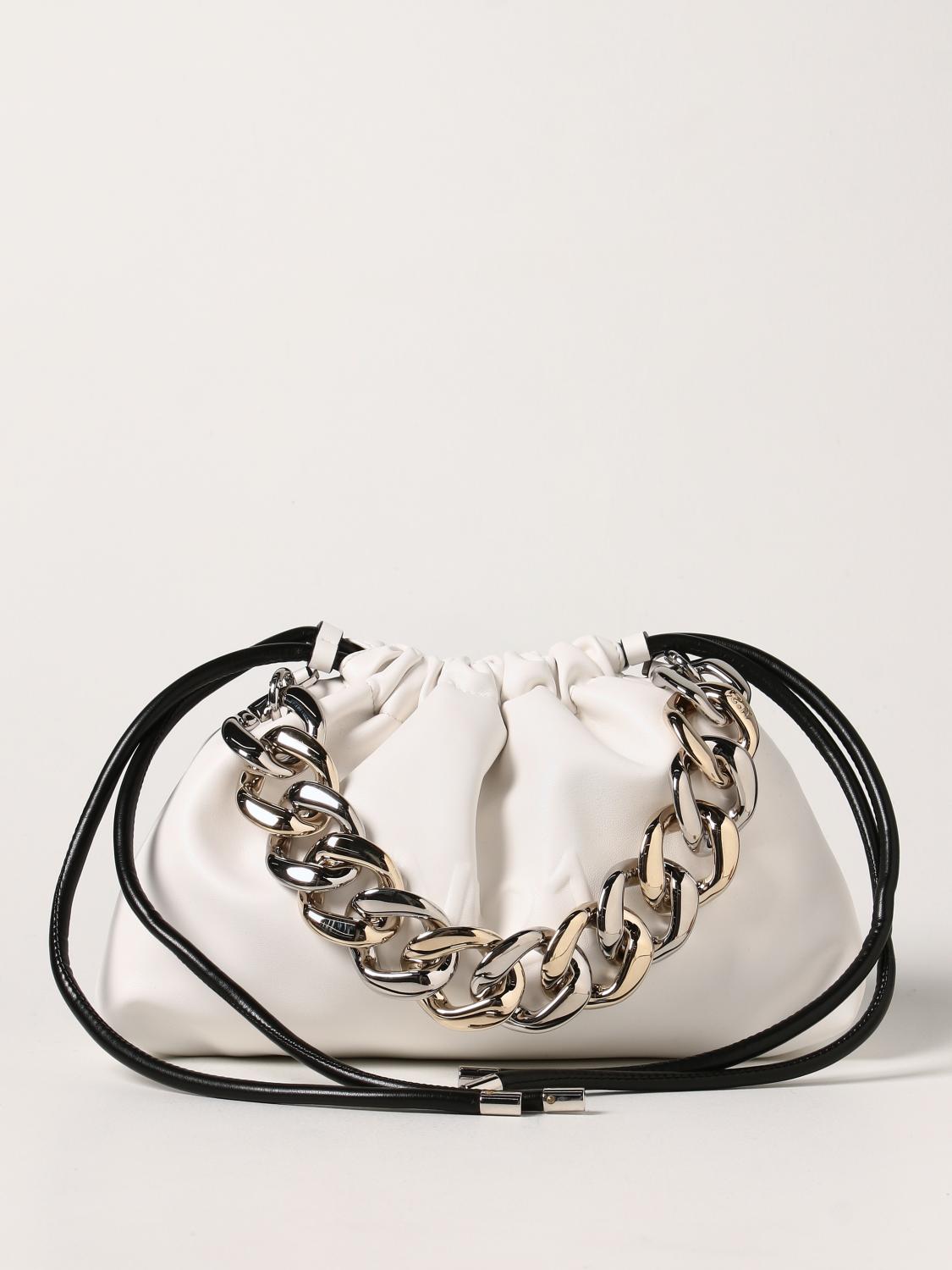 N° 21 CLUTCH: Pouch Eva N°21 in pelle ecologica con logo, Bianco - Img 1