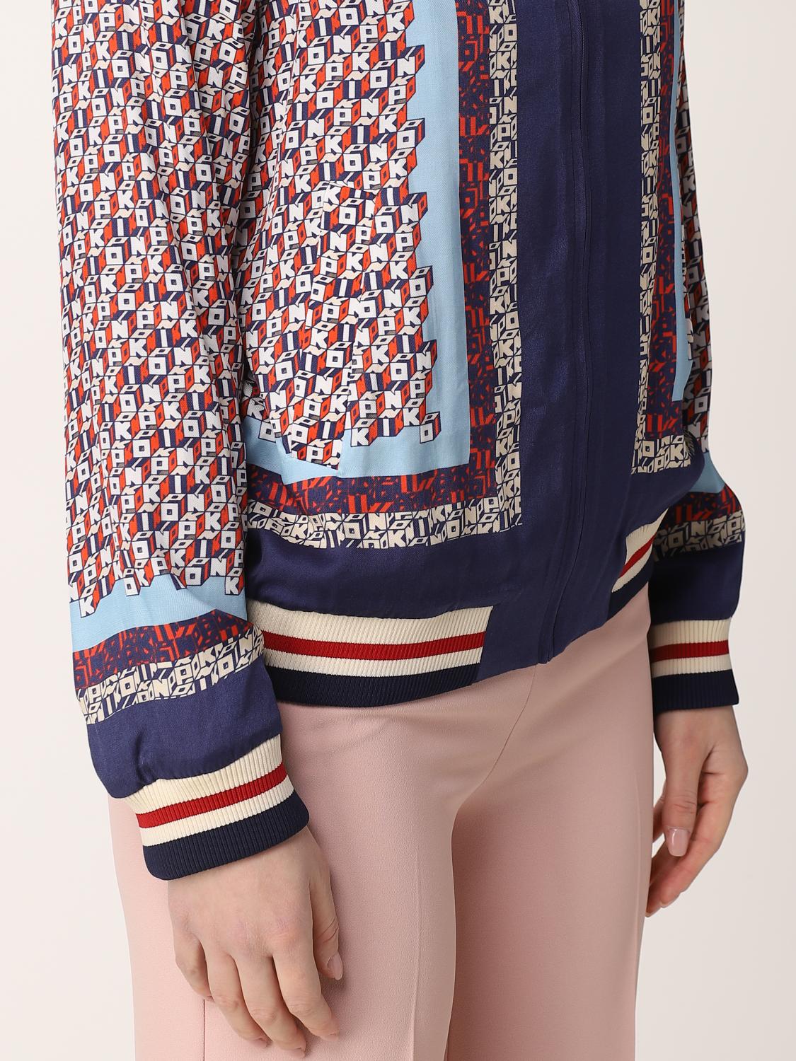 PINKO: patterned bomber jacket - Blue | Pinko jacket