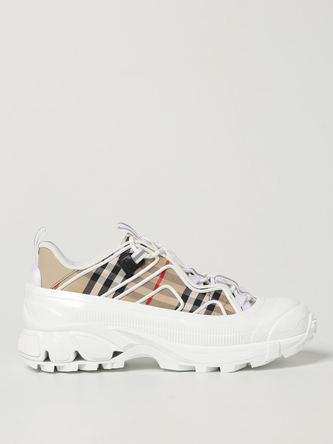 BURBERRY: Arthur vintage check cotton canvas sneakers Beige
