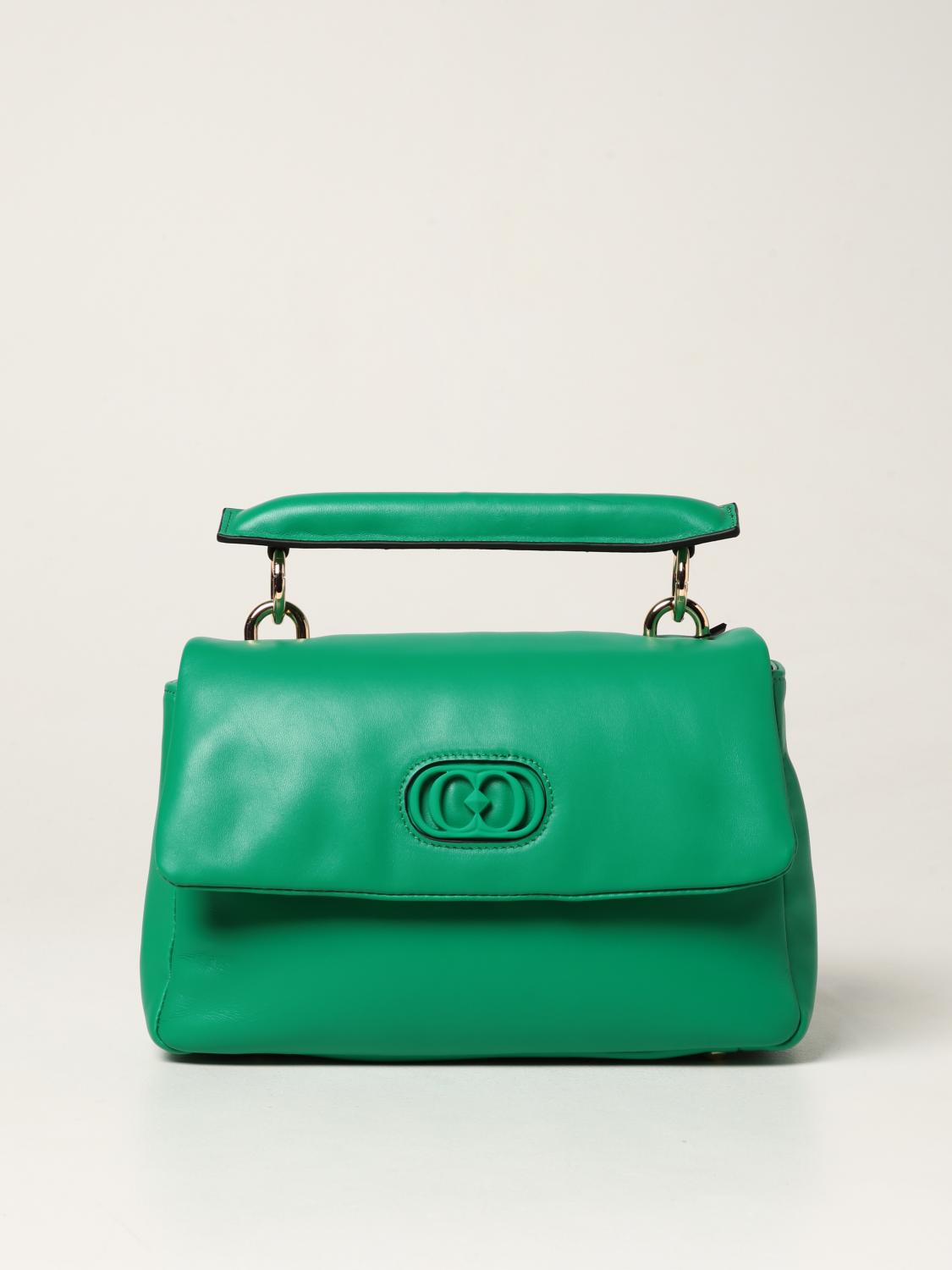 Borsa donna in vera pelle CHIAROSCURO mod. MEG, colore VERDE / MARRONE