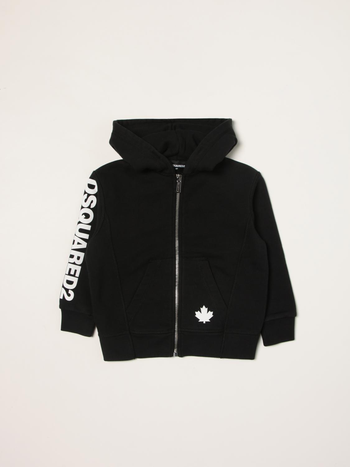 DSQUARED2 SWEATER: Dsquared2 Junior sweatshirt with logo, Black - Img 1