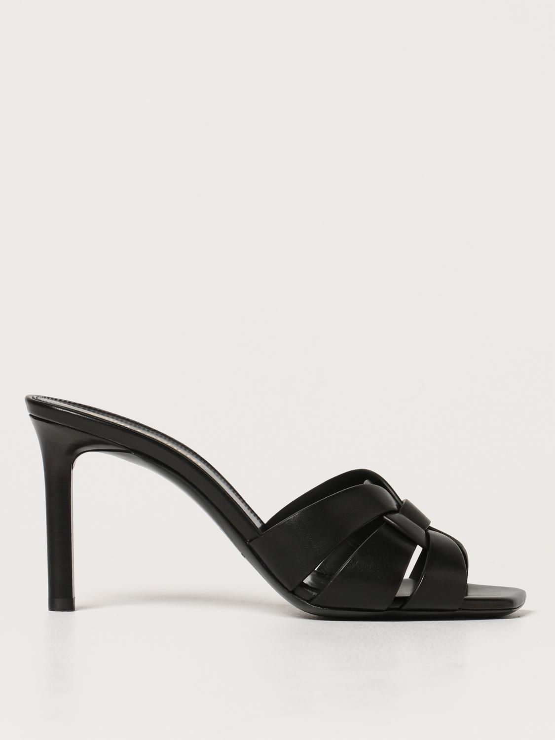 サンダル・ミュール SAINT LAURENT Women Sandals 650986DWE00 1000 Black SAINT LAURENT: Tribute leather mules - Black | Saint Laurent