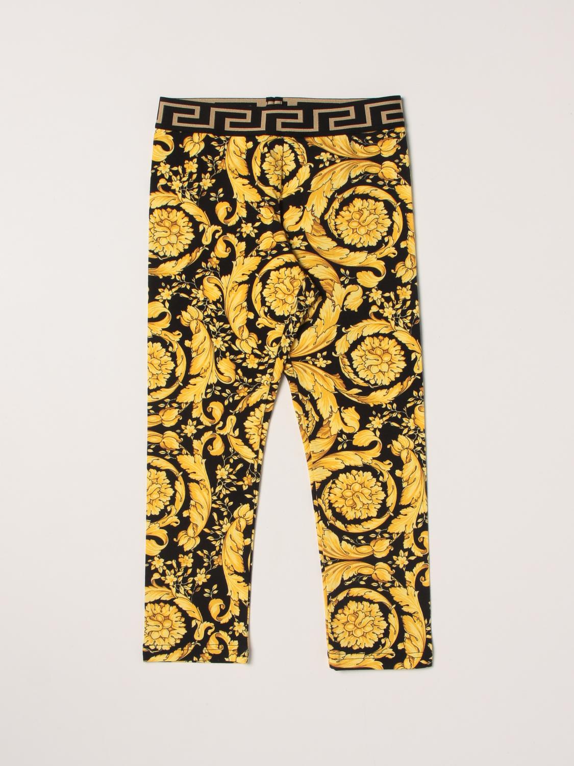 Versace Young leggings with baroque print Black