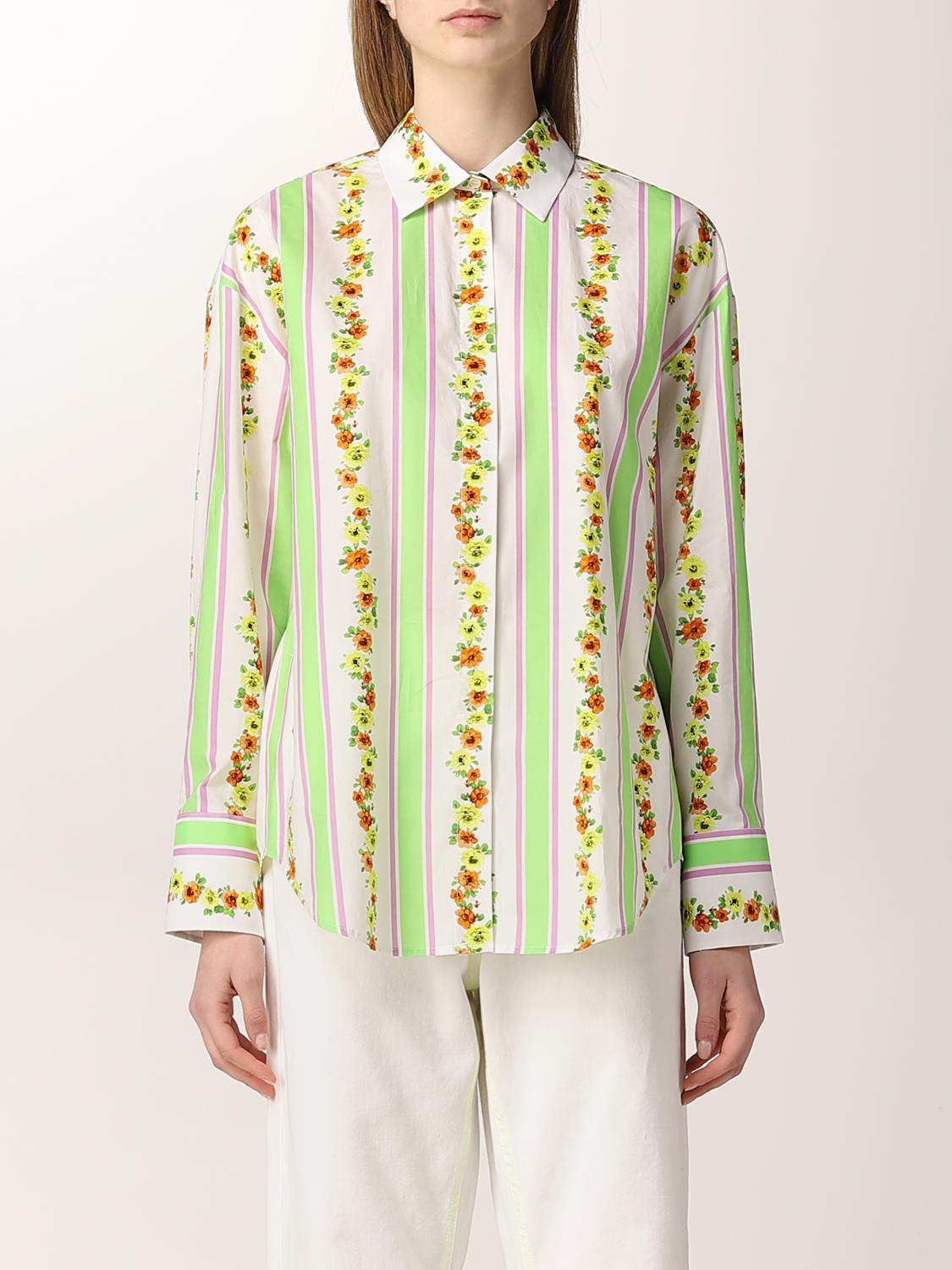 MSGM Women's Camicia Con Inserti in Pizzo Blue