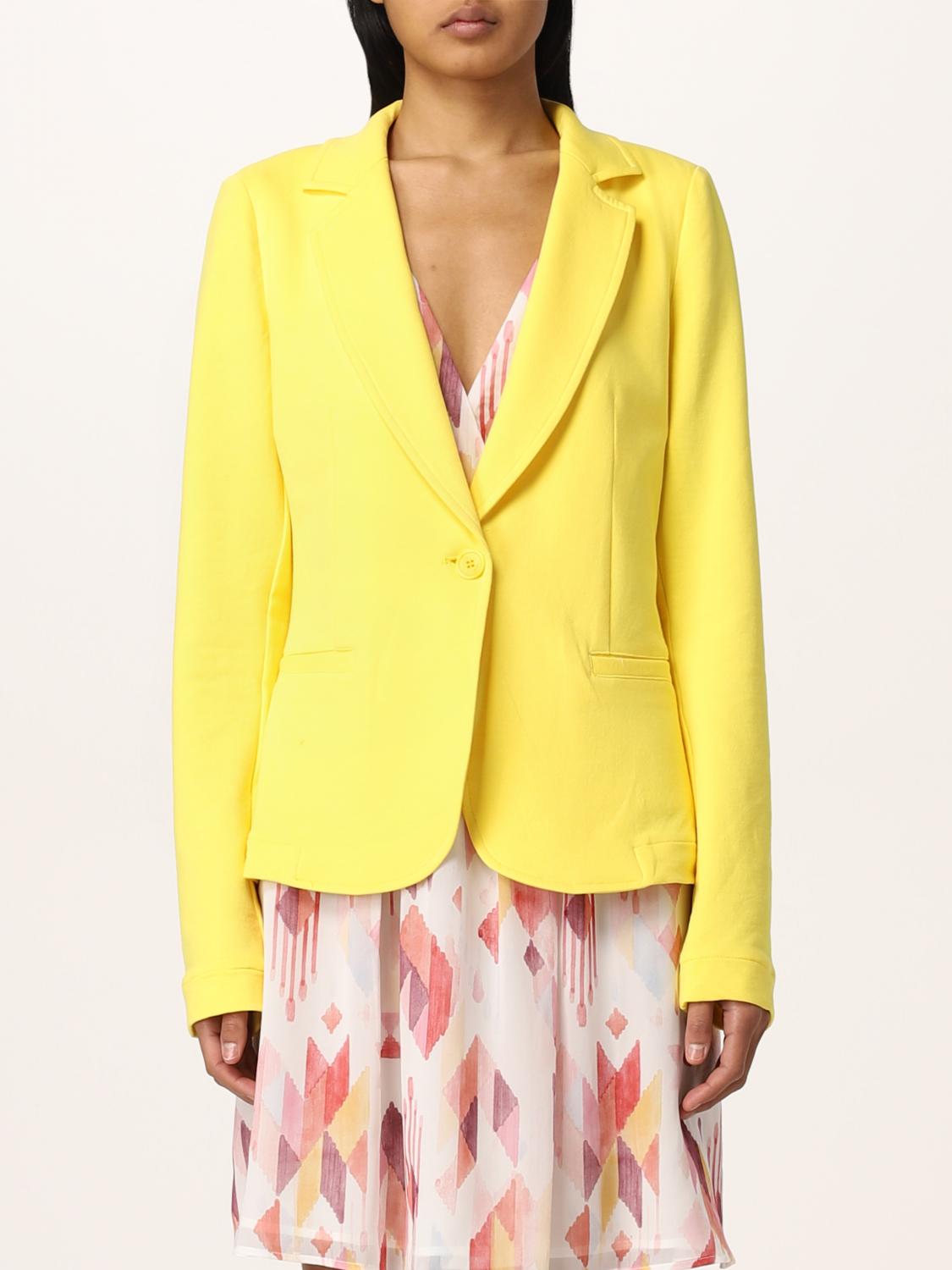 LIU JO BLAZER: Liu Jo single-breasted blazer in stretch cotton, Yellow - Img 1