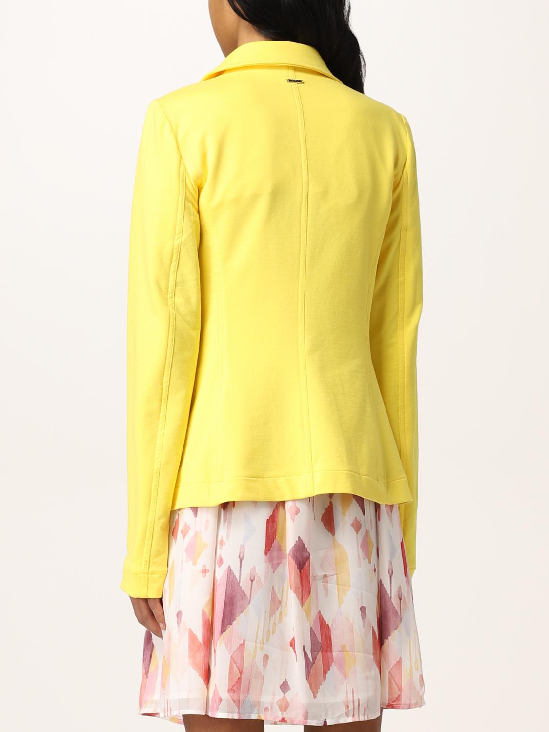 LIU JO BLAZER: Liu Jo single-breasted blazer in stretch cotton, Yellow - Img 2