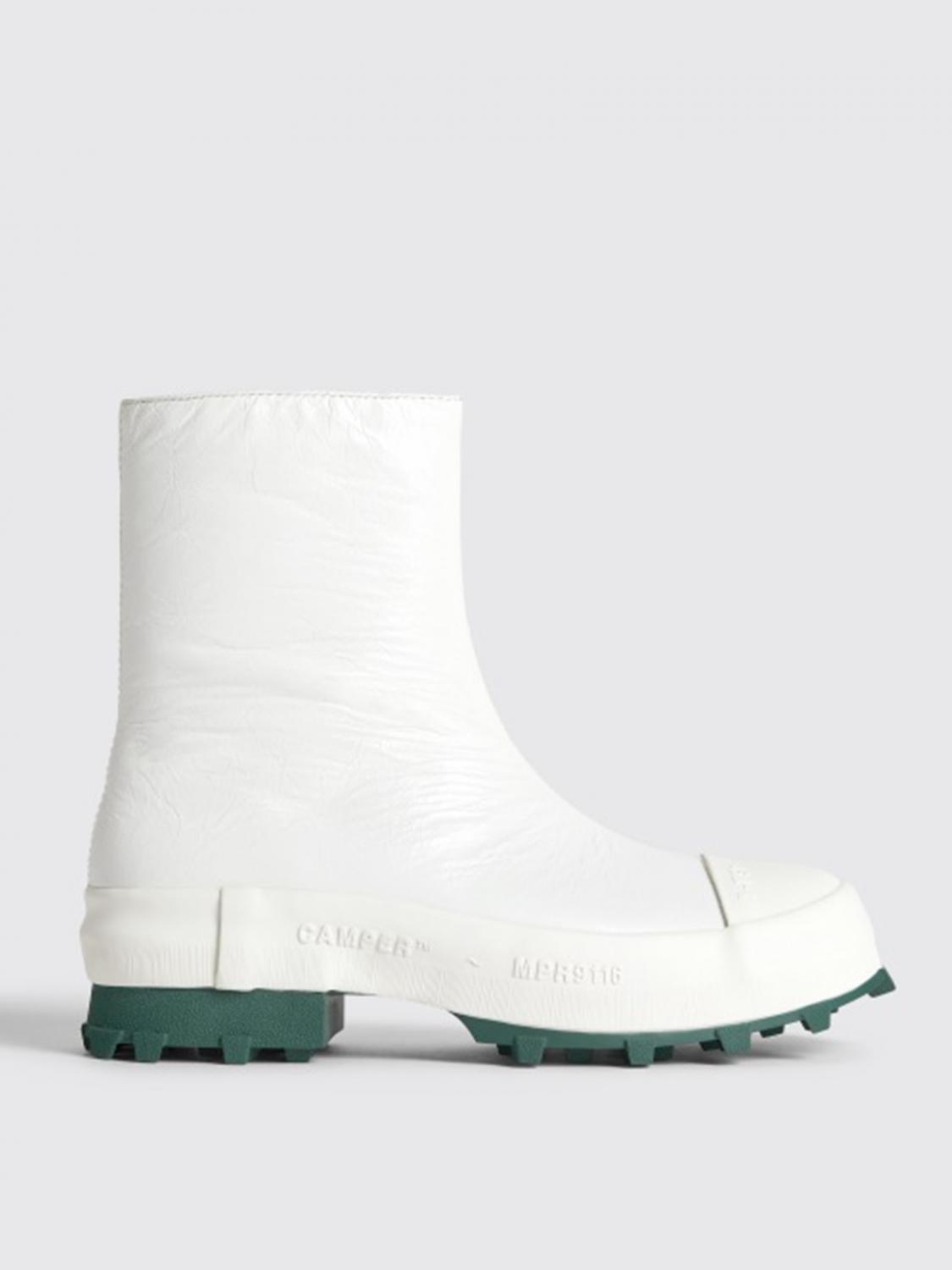 ショートブーツ・ブーティ CAMPERLAB Woman Flat ankle boots White HSMQHJWE Wide Width Women'S Ankle Boots Wide Boots For Women