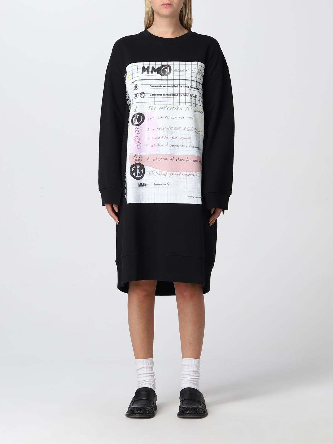 【関税＆送料込み】Mm6 Maison Margiela Sweatshirt Dress MM6 Maison Margiela Women's Angle Sweatshirt Dress - Black
