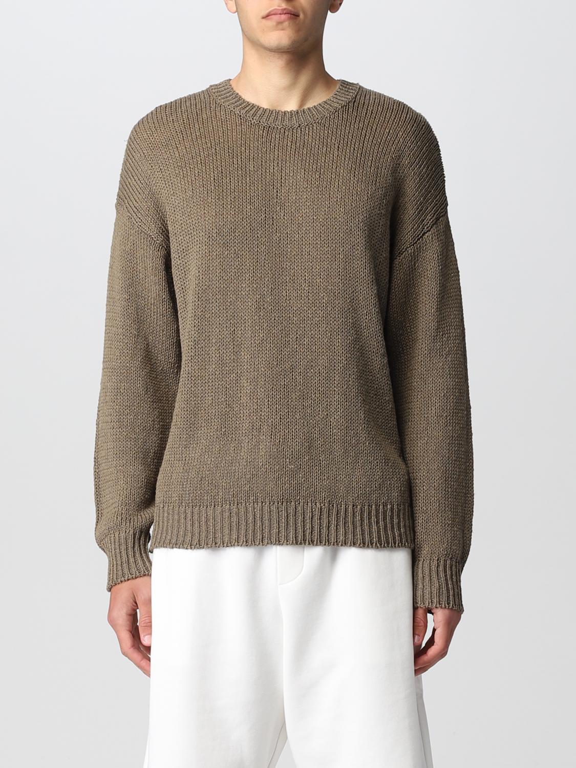 Roberto Collina Green/ivory striped sweater in cotton