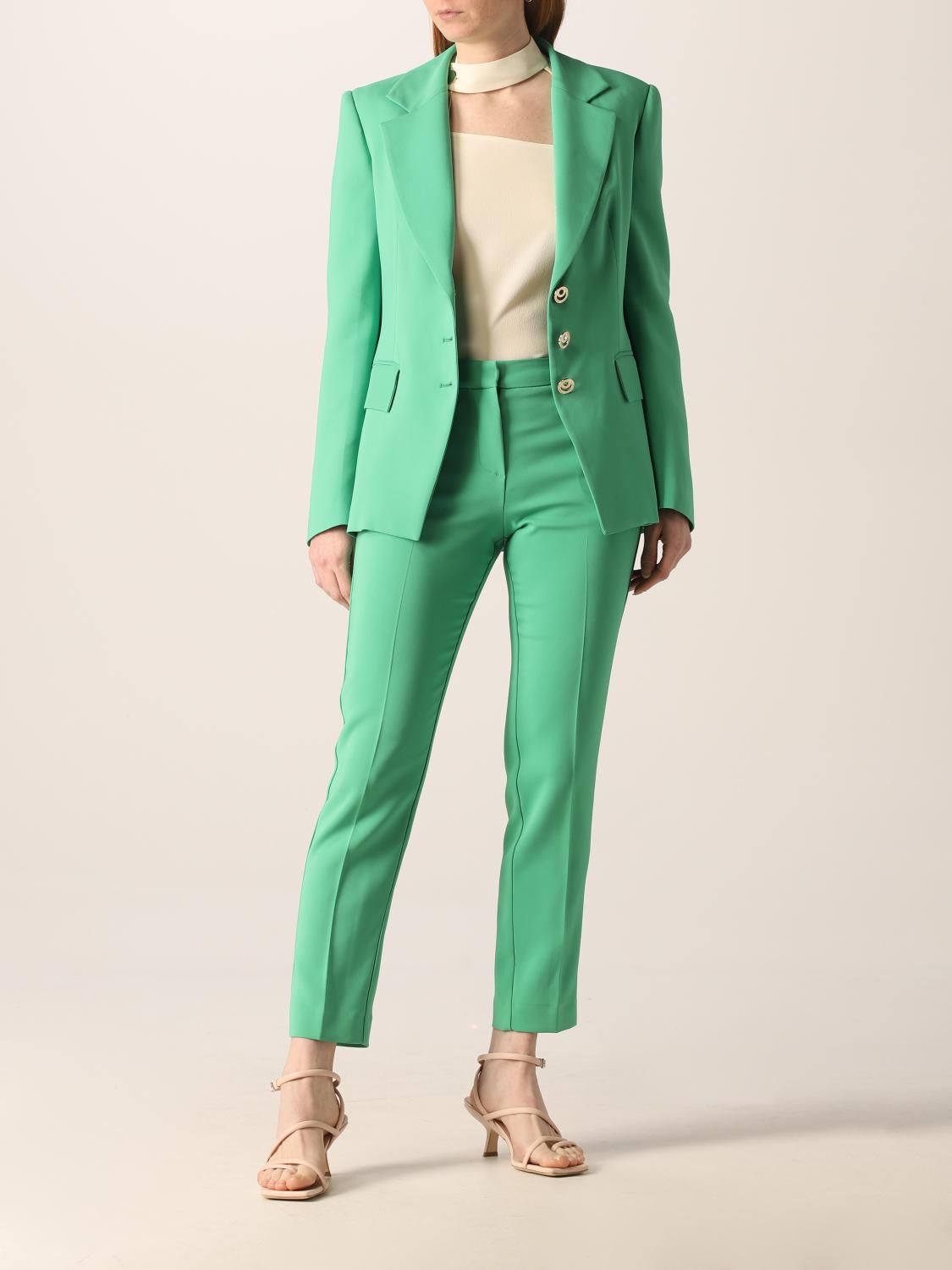 SIMONA CORSELLINI PANTS: Simona Corsellini cropped pants in stretch viscose, Green - Img 2
