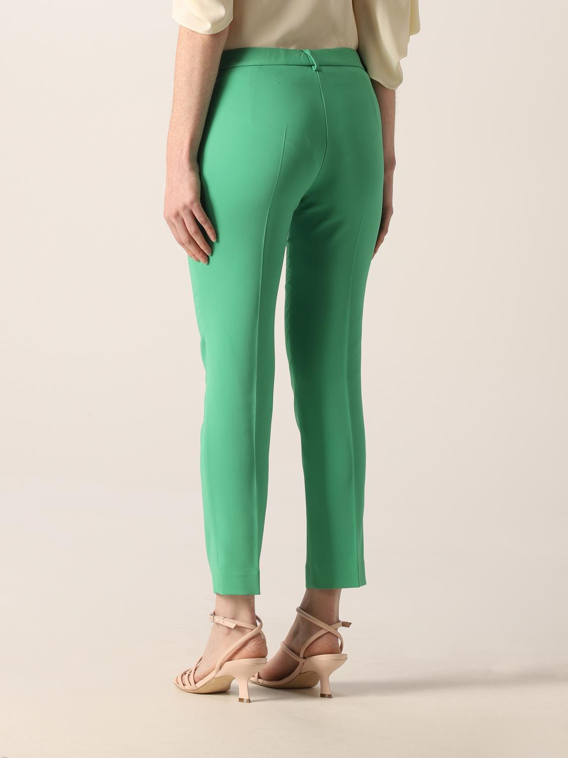 SIMONA CORSELLINI PANTS: Simona Corsellini cropped pants in stretch viscose, Green - Img 3