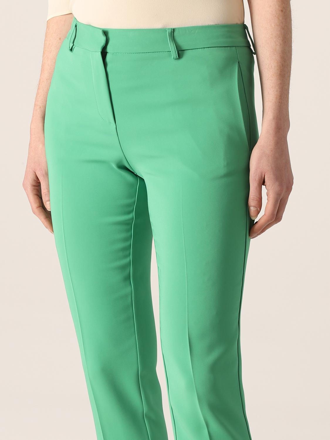 SIMONA CORSELLINI PANTS: Simona Corsellini cropped pants in stretch viscose, Green - Img 4