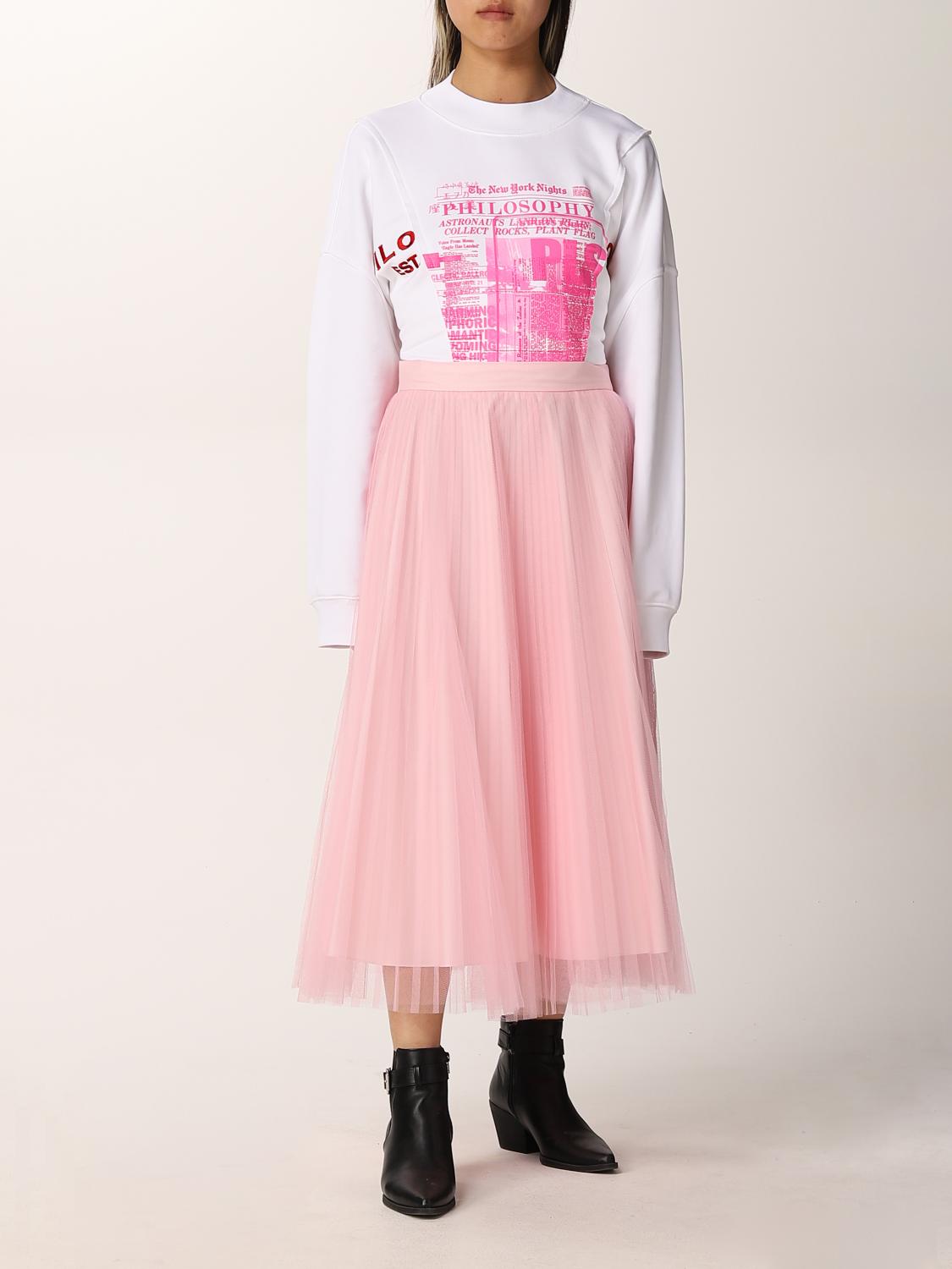 PHILOSOPHY DI LORENZO SERAFINI: skirt in pleated tulle
