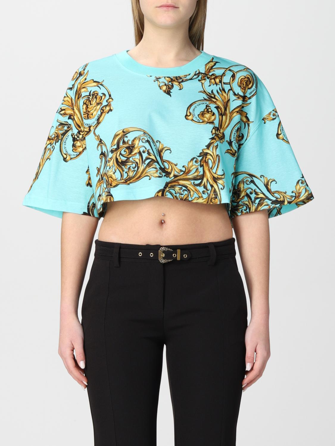 VERSACE JEANS COUTURE: t-shirt with baroque pattern Green