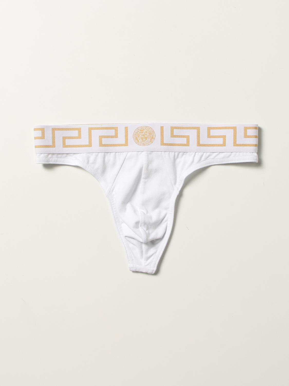 VERSACE: stretch cotton thong White Versace underwear