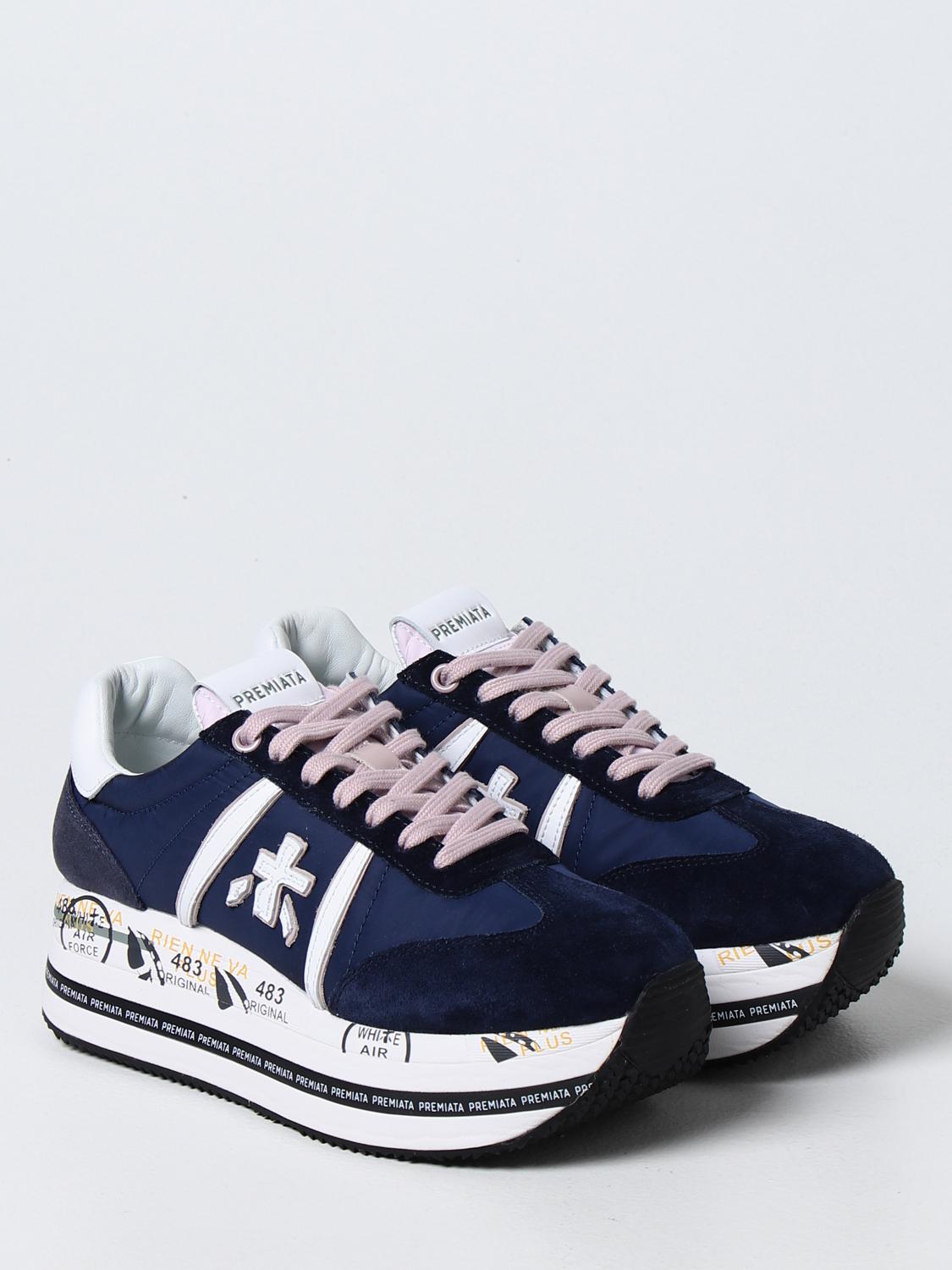 スニーカー Premiata BETH SNEAKERS PREMIATA BETH Black Leather Lace Up Sneakers Size EU 39 US
