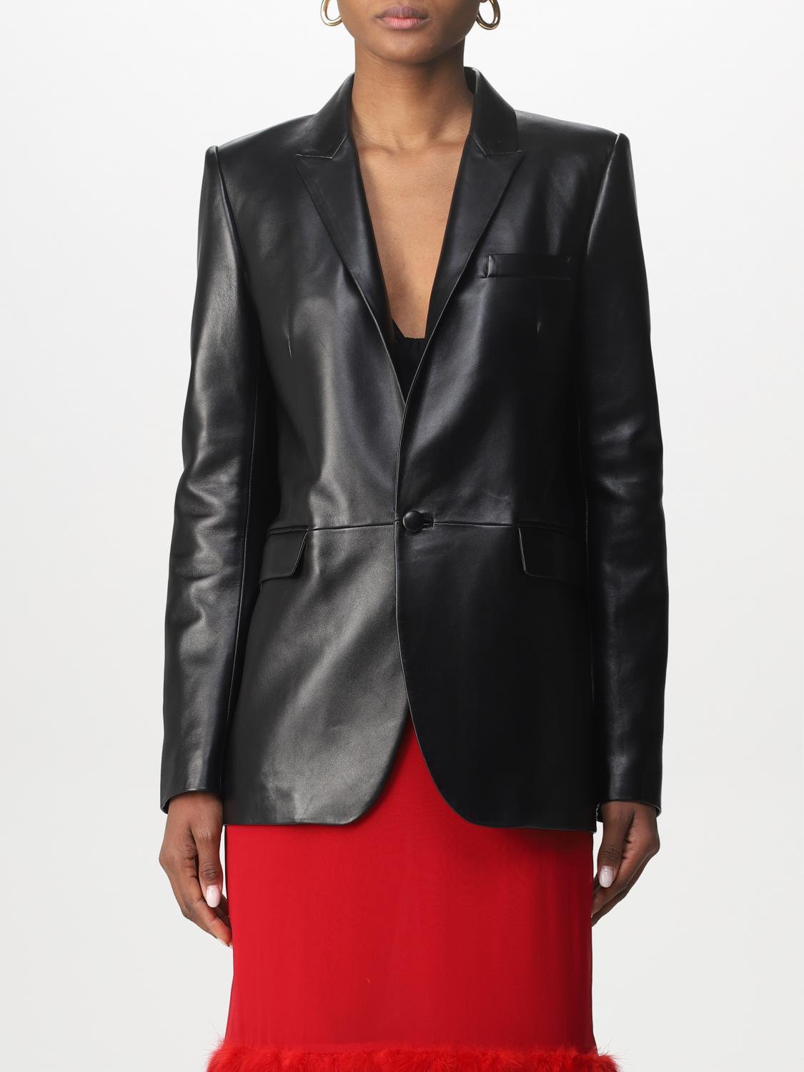 SAINT LAURENT: Blazer monopetto in pelle - Nero | Giacca Saint Laurent  536465YC2TE online su GIGLIO.COM