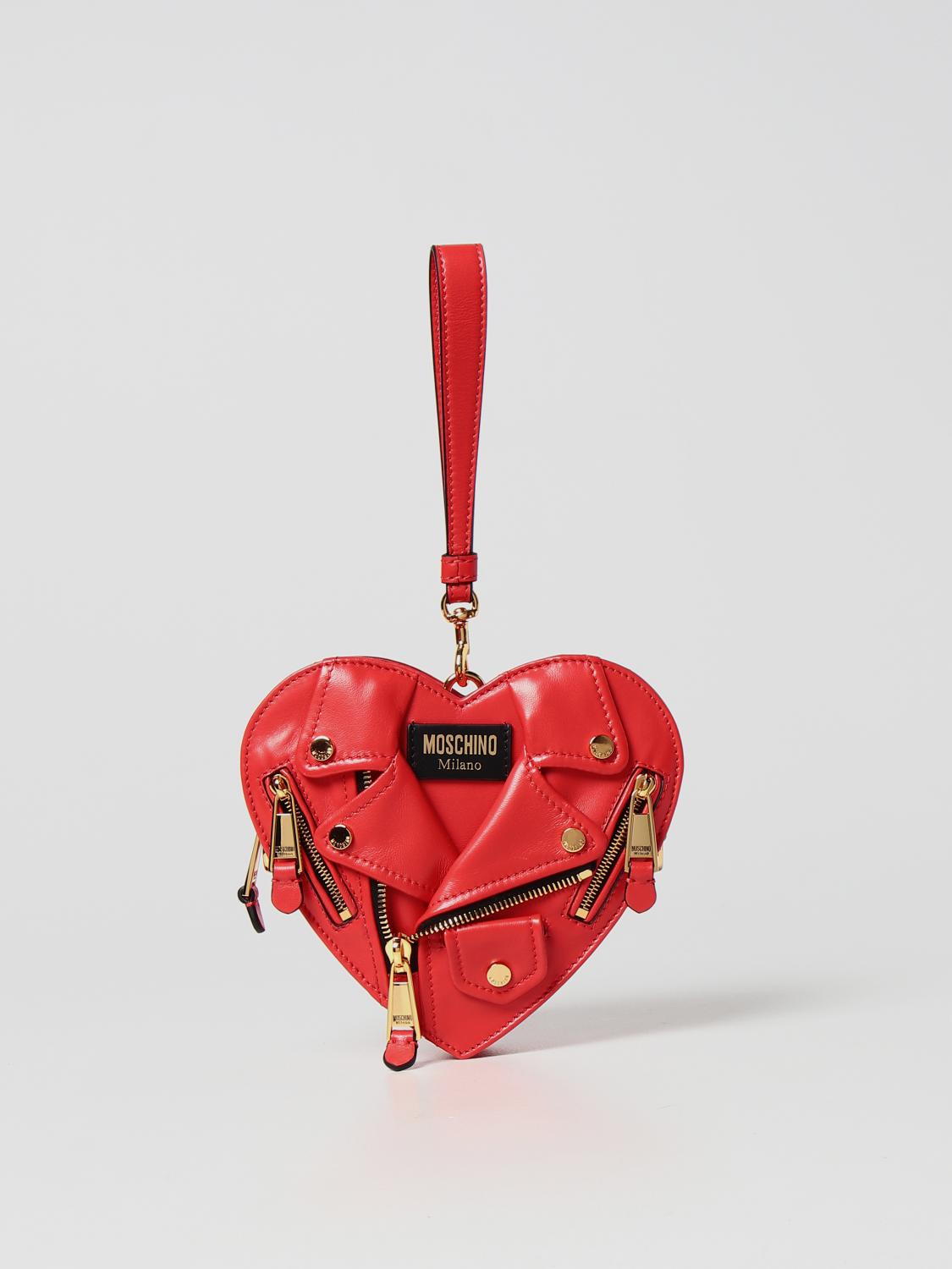 MOSCHINO COUTURE BORSA MINI: Borsa Heart Biker Moschino Couture in nappa, Rosso - Img 1