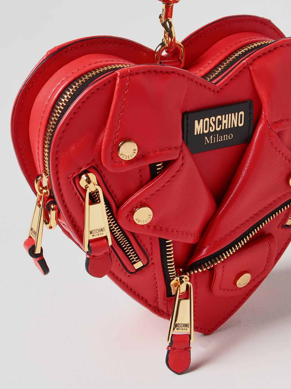 MOSCHINO COUTURE BORSA MINI: Borsa Heart Biker Moschino Couture in nappa, Rosso - Img 3
