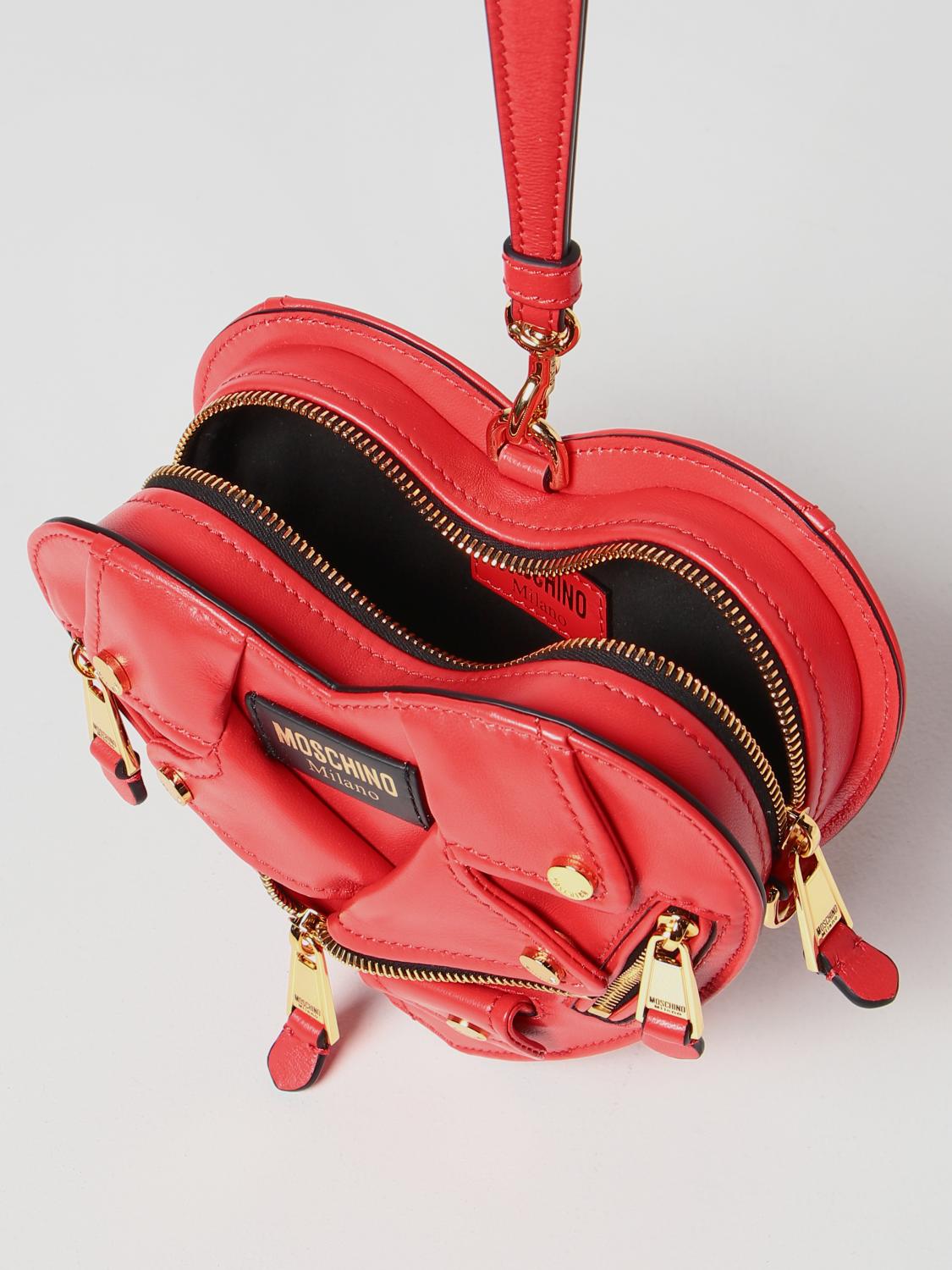 MOSCHINO COUTURE BORSA MINI: Borsa Heart Biker Moschino Couture in nappa, Rosso - Img 4