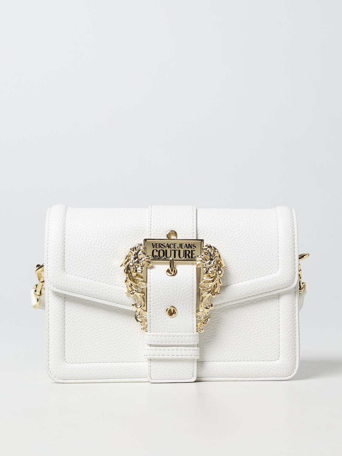 VERSACE JEANS COUTURE BORSA A TRACOLLA: Borsa Versace Jeans Couture in pelle sintetica saffiano, Bianco - Img 1