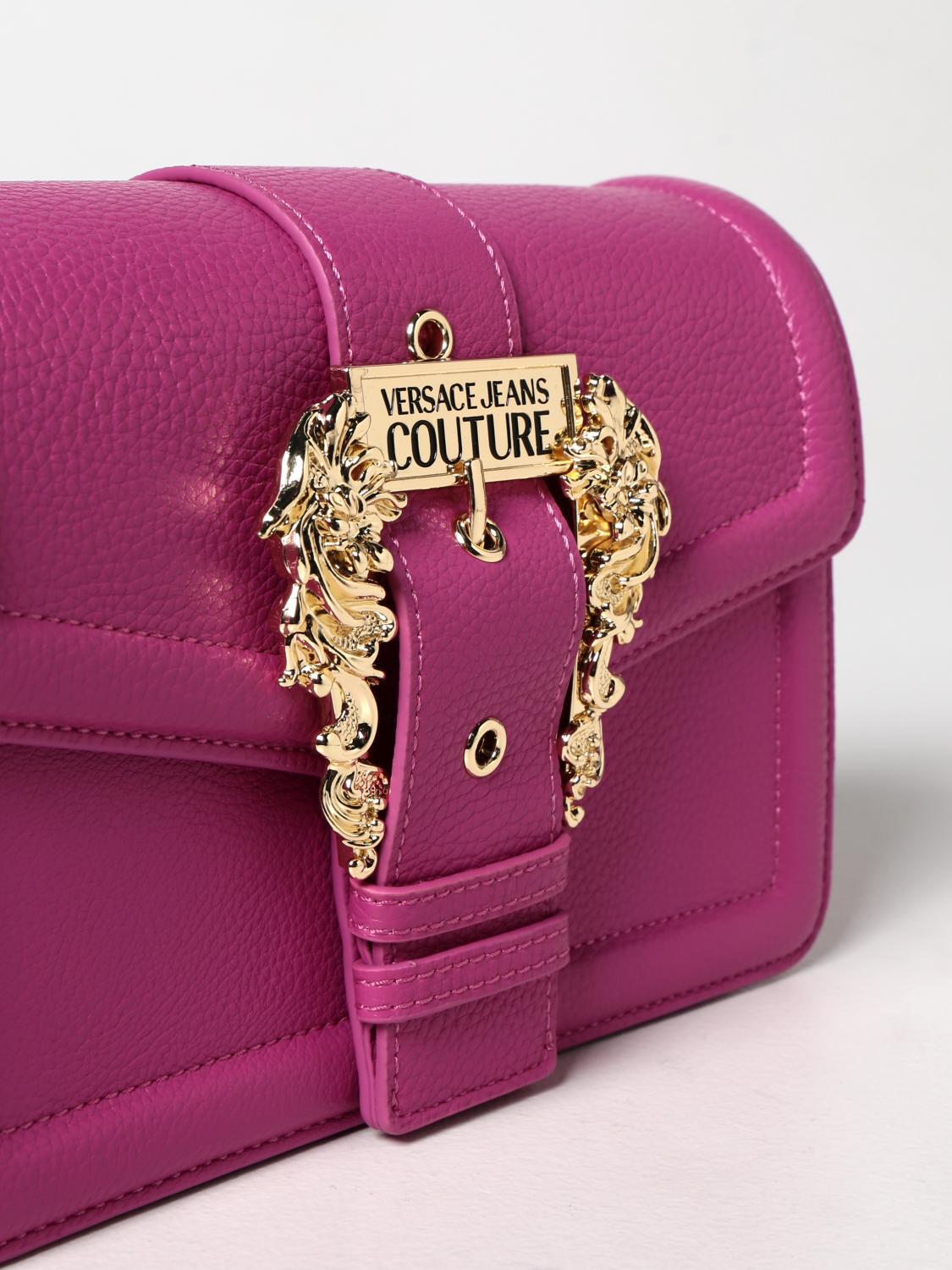 VERSACE JEANS COUTURE BORSA A TRACOLLA: Borsa Versace Jeans Couture in pelle sintetica saffiano, Rosa - Img 3