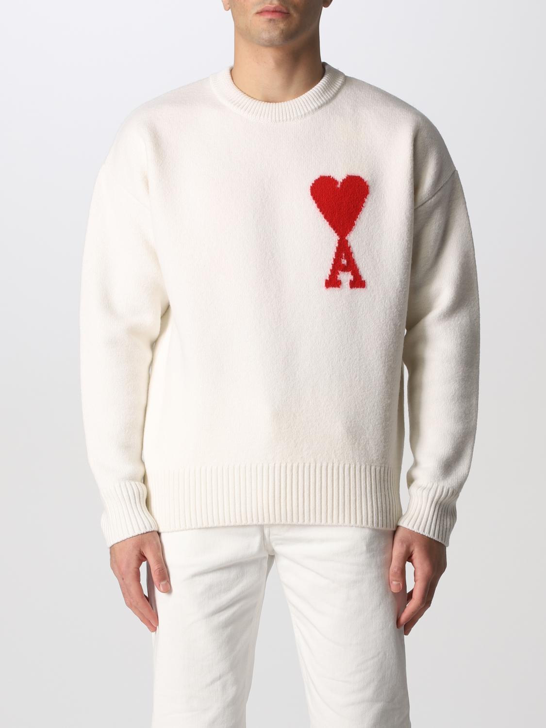 AMI PARIS Sweatshirt men Ami Alexandre Mattiussi White Ami Paris sweater UKS002018 online at GIGLIO.COM