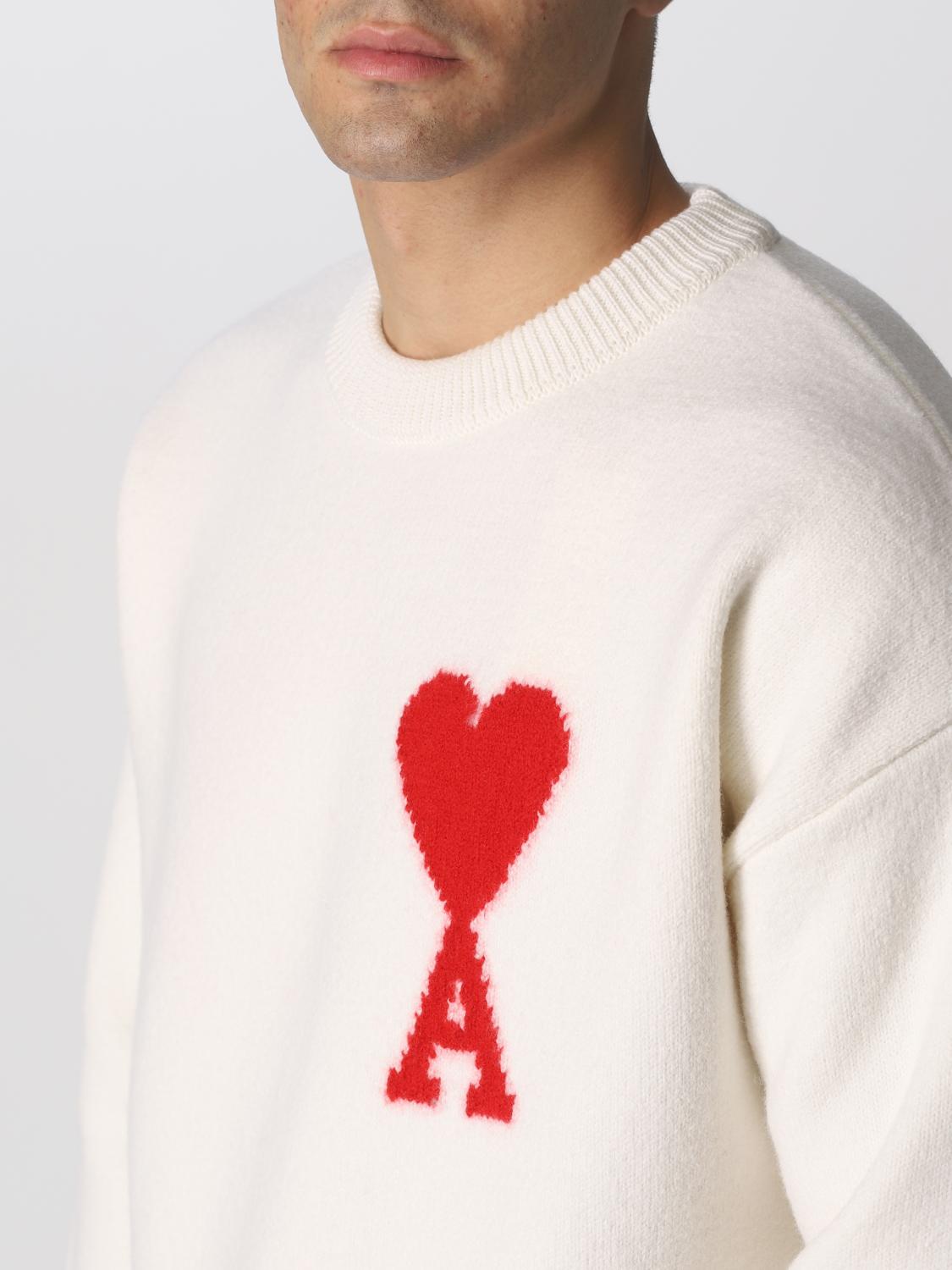 【送料&関税込】Ami Alexandre Mattiussi Ami De Coeur Crewnec Ami Large De Coeur Crewneck Sweater Red | The Webster