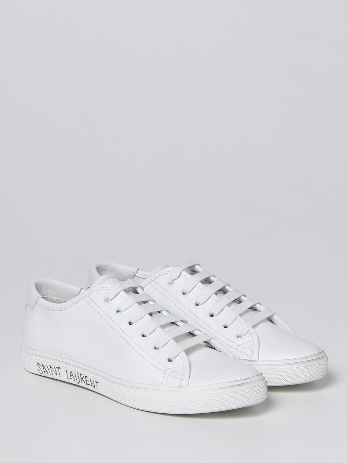 SAINT LAURENT: Malibu smooth leather sneakers - White