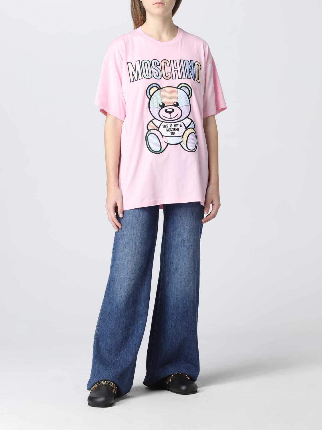 Tシャツ・カットソー MOSCHINO COUTURE Woman T-Shirt Multicolor 07070441 1001 MOSCHINO COUTURE: Teddy Bear cotton t-shirt - Pink