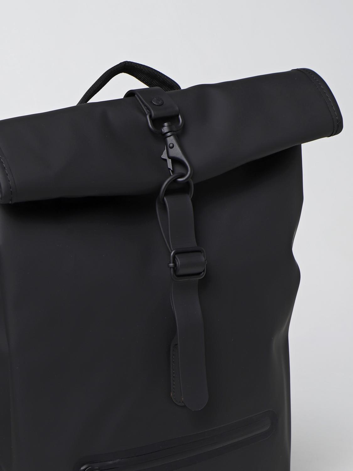 RAINS: Rolltop Rucksack backpack in rubberized synthetic leather