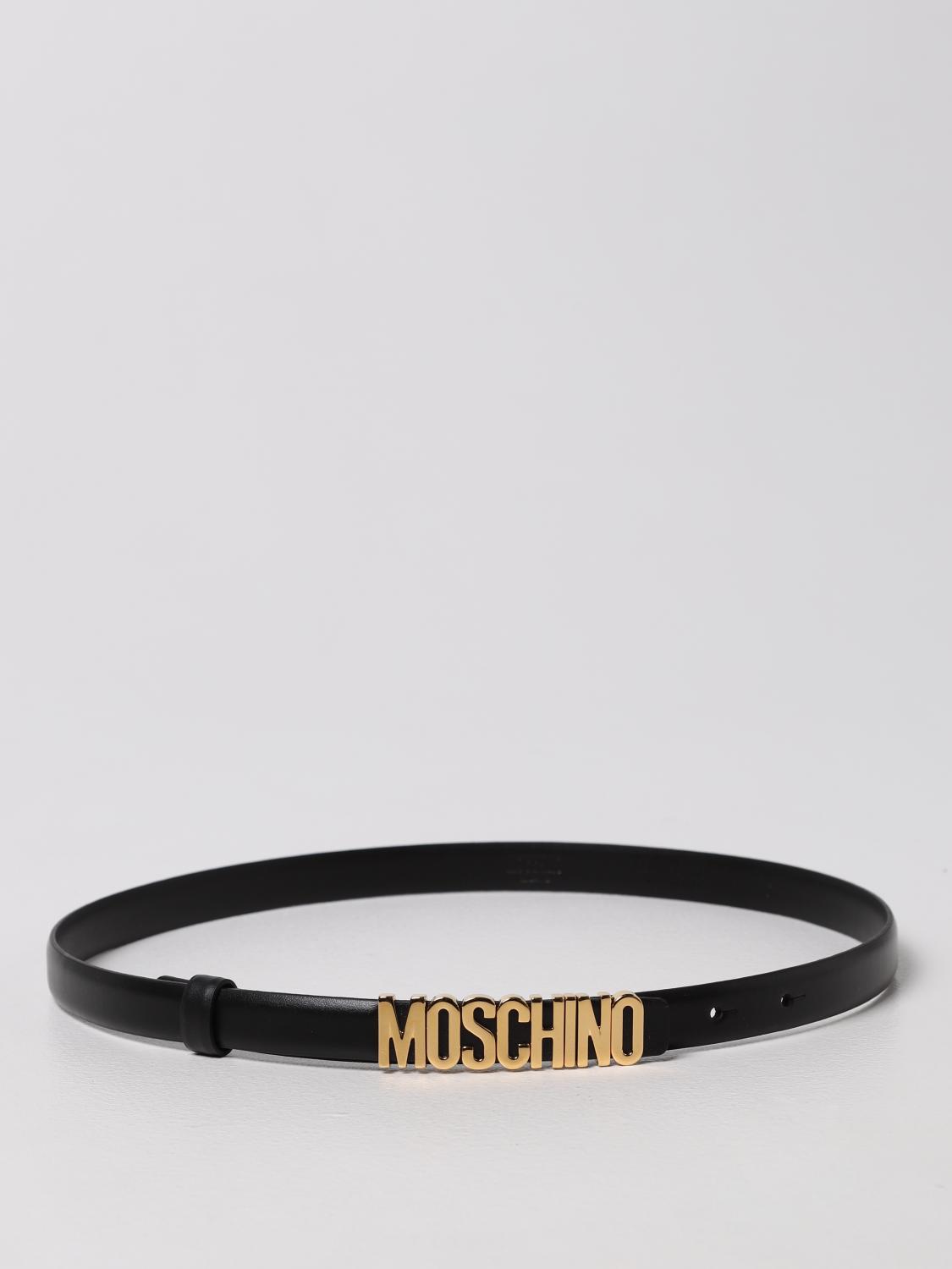 MOSCHINO COUTURE CINTURA: Cintura Moschino Couture in pelle con logo, Nero - Img 1