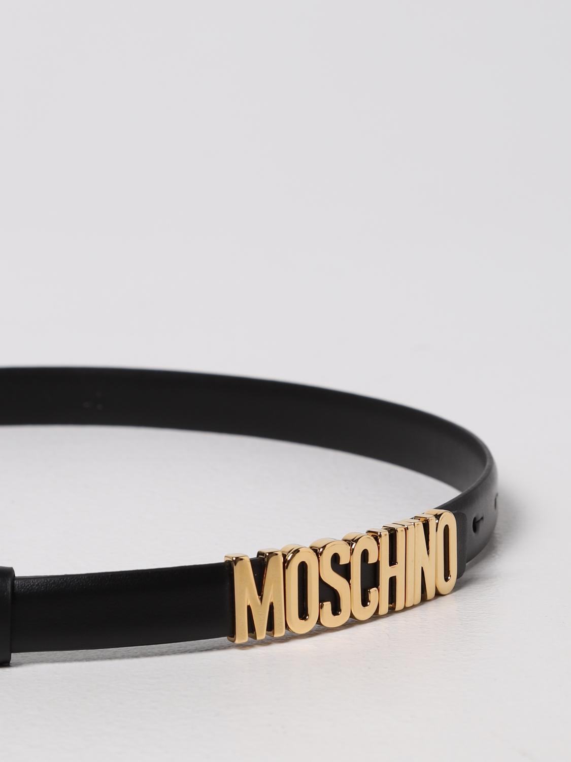 MOSCHINO COUTURE CINTURA: Cintura Moschino Couture in pelle con logo, Nero - Img 2