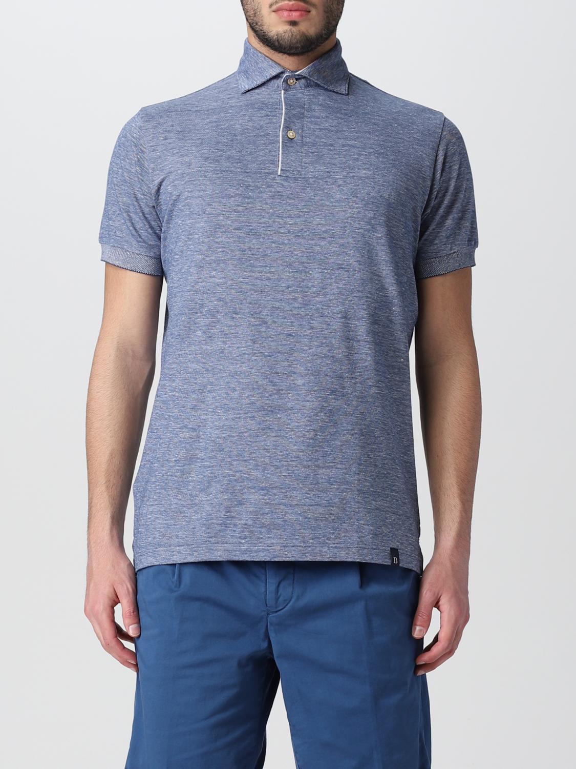 BOGGI MILANO: polo shirt in cotton and linen pique Blue Boggi