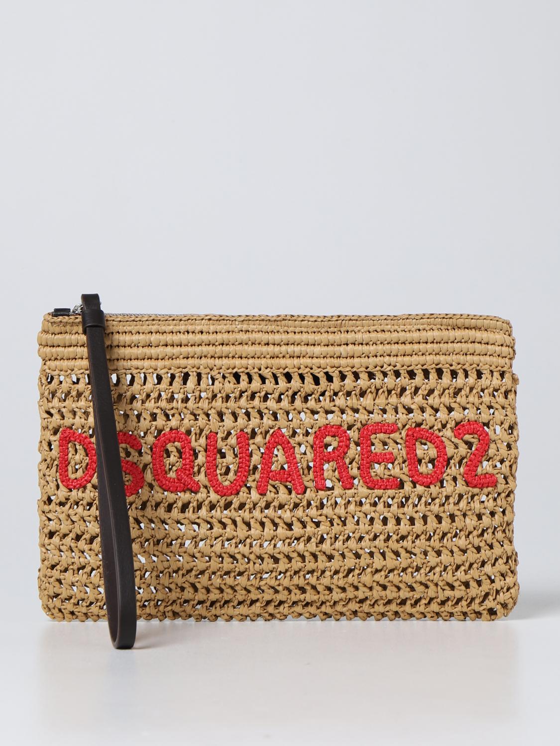 DSQUARED2: clutch bag in raffia Brown Dsquared2 clutch