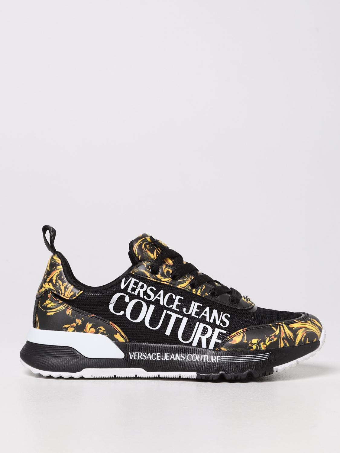 VERSACE JEANS COUTURE: sneakers with baroque print Black